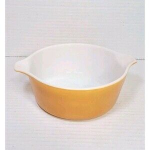Vintage Pyrex Old Orchard 472 Orange Casserole Serving Dish Brown 1.5 Pint Bake
